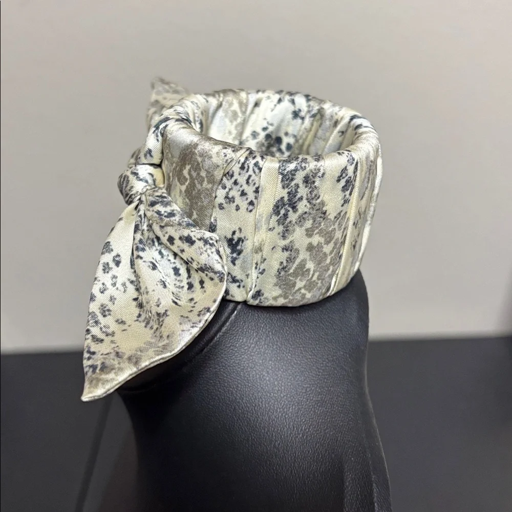 Animal Print Ribbon Bow Clamper Statement Bracelet